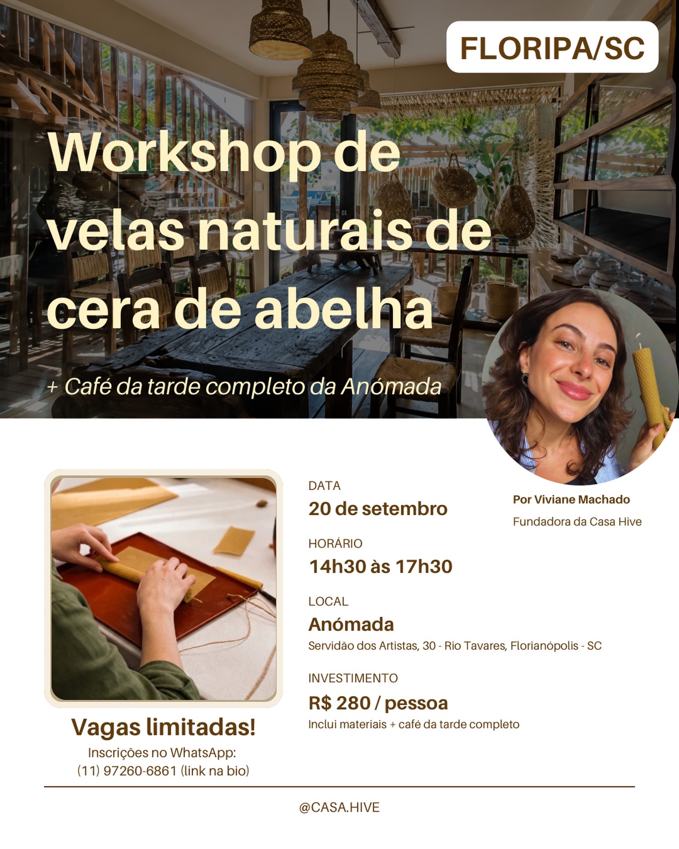 Vivência de Velas de Cera de Abelha - Casa Hive